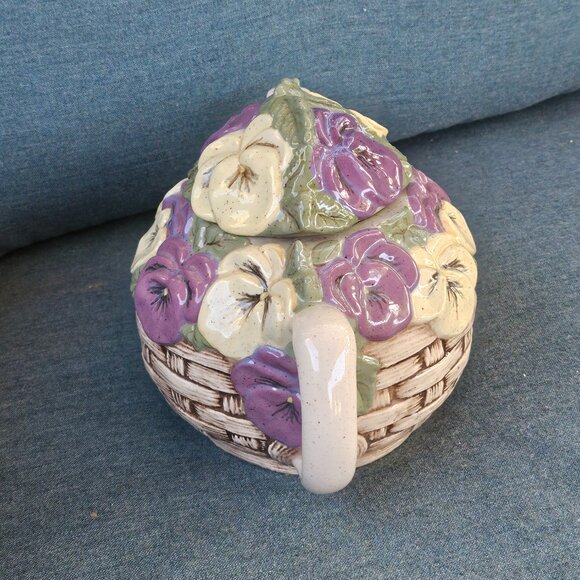 Vintage Flowers In A Basket Teapot; decorative teapot - Picture 11 of 12